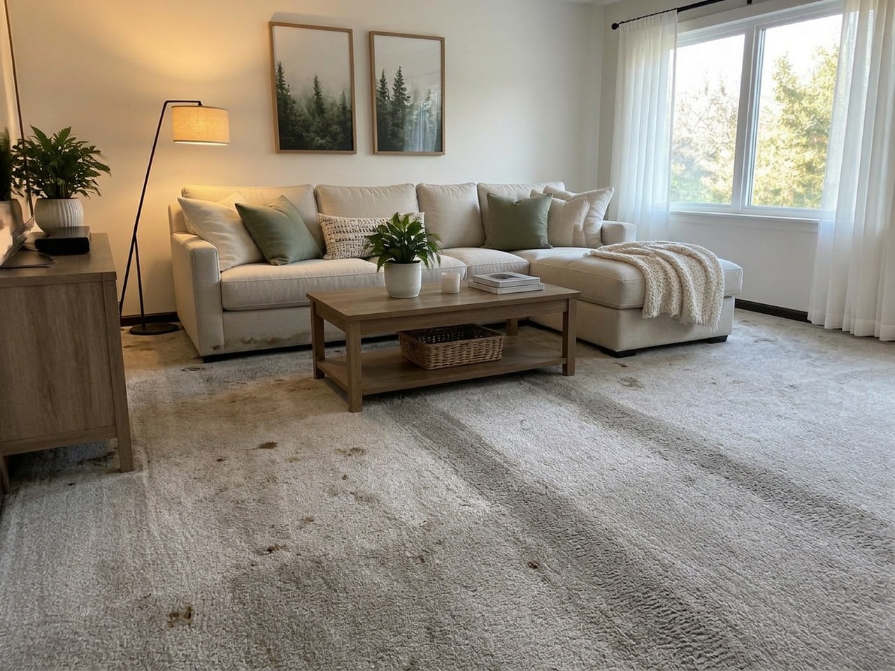Living Room Carpet — before cleaning
