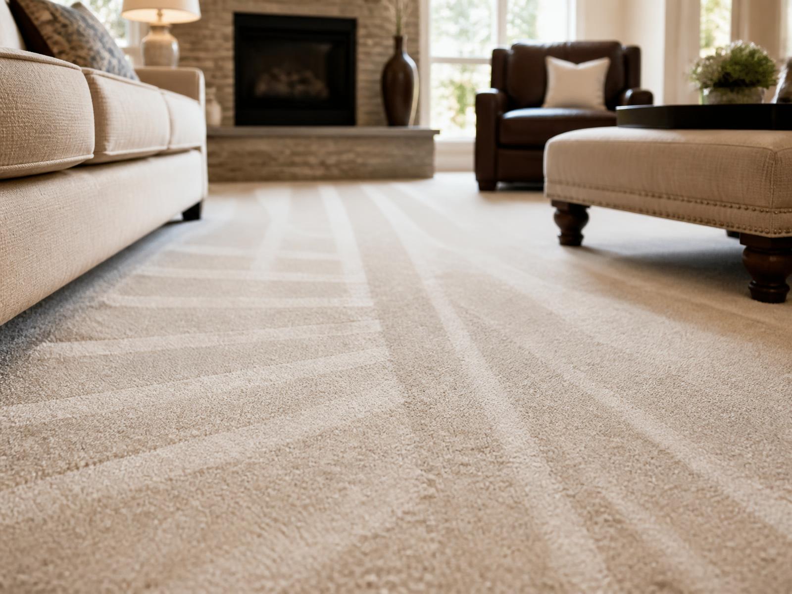 Freshly deep-cleaned residential carpet